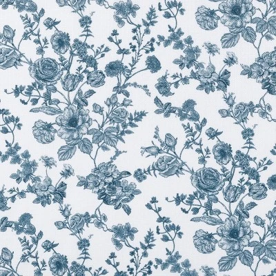 No. 918 1pc 54"x14" Elara Floral Print Semi-Sheer Rod Pocket Kitchen Curtain Valance Indigo 4 No. 918 1pc 54"x14" Elara Floral Print Semi-Sheer Rod Pocket Kitchen Curtain Valance Indigo - Image 2