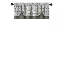 Kate Aurora Modern Geometric Button Tuck Rod Pocket Window Valance