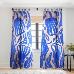 Viviana Gonzalez Abstract Floral Blue Single Panel Sheer Window Curtain - Deny Designs -Home Improvement Store GUEST 85048925 df3e 4c7b 8daa a6ad6b4d3a82
