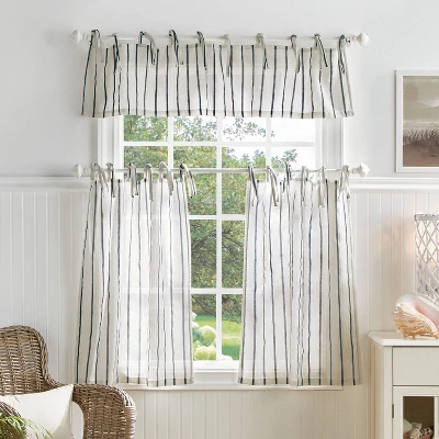56"x36" Sheer Laguna Striped Window Valance And Curtain Set - Martha Stewart 7 56"x36" Sheer Laguna Striped Window Valance And Curtain Set - Martha Stewart - Image 5