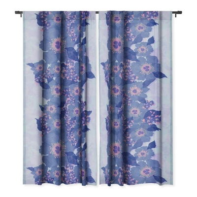 Sewzinski Retro Blue Flowers 50" X 96" Single Panel Room Darkening Window Curtain - Society6 4 Sewzinski Retro Blue Flowers 50" X 96" Single Panel Room Darkening Window Curtain - Society6 - Image 2