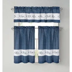 Kate Aurora Country Living Gingham Check Hope Faith Love 3 Pc Cafe Kitchen Curtain Set -Home Improvement Store GUEST 88805143 d644 4a50 999e 34ed16cb6235