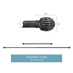 Hastings Home Black Curtain Rod With Cone Finials
