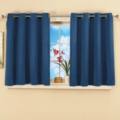 Collections Etc Short Blackout Window Curtain Panel With Easy Open-Close, Single Panel