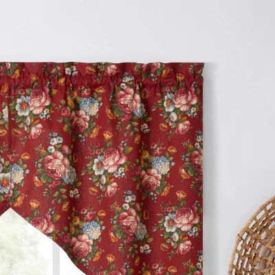 Ellis Bella Rose Stylish Medium Scale Printed Floral Pattern 1.5" Rod Pocket Tailored Swag 56"x36" Red 4 Ellis Bella Rose Stylish Medium Scale Printed Floral Pattern 1.5" Rod Pocket Tailored Swag 56"x36" Red - Image 2