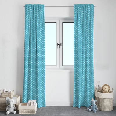 Bacati - Pin Dots Aqua Window Curtain Panel 4 Bacati - Pin Dots Aqua Window Curtain Panel - Image 2