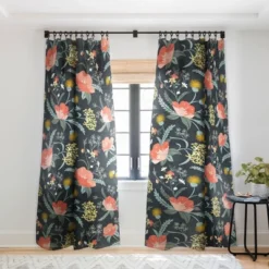 Heather Dutton Poppy Meadow Midnight Single Panel Sheer Window Curtain - Deny Designs -Home Improvement Store GUEST 8b757cd1 6946 43bd 8e82 acc41804098b