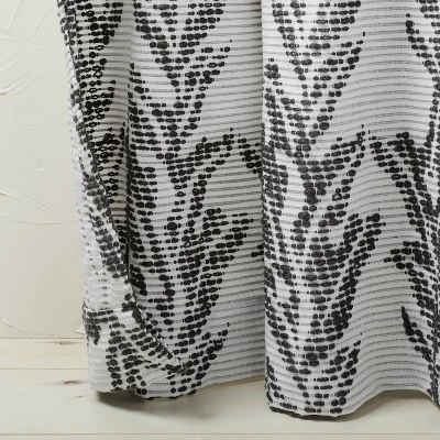 1pc 50"x84" Light Filtering Limu-Limu Leaf Jacquard Curtain Panel Gray - Opalhouse™ Designed With Jungalow™ 4 1pc 50"x84" Light Filtering Limu-Limu Leaf Jacquard Curtain Panel Gray - Opalhouse™ Designed With Jungalow™ - Image 2