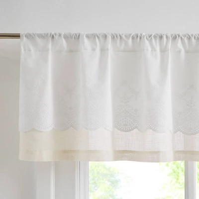 52"x18" Lush Decor Brigitte Embroidery Eyelet Scalloped Edge Valance Neutral Single 7 52"x18" Lush Decor Brigitte Embroidery Eyelet Scalloped Edge Valance Neutral Single - Image 5