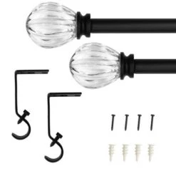 Lumi Home Furnishings 28"x48" Decorative Drapery Single Rod Set With Acrylic Pumpkin Finials Matte Black 9 Lumi Home Furnishings 28"x48" Decorative Drapery Single Rod Set With Acrylic Pumpkin Finials Matte Black -Home Improvement Store GUEST 900cd32b 7cc2 4969 a46f ac999147bfb7
