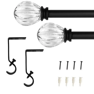 Lumi Home Furnishings 28"x48" Decorative Drapery Single Rod Set With Acrylic Pumpkin Finials Matte Black 6 Lumi Home Furnishings 28"x48" Decorative Drapery Single Rod Set With Acrylic Pumpkin Finials Matte Black - Image 4