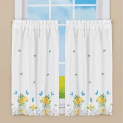 Collections Etc Floral Butterfly Curtains
