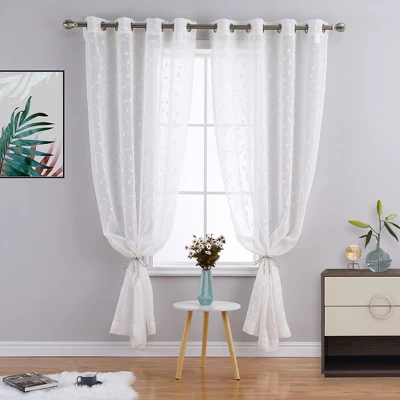 Trinity Embroidered Sheers Semi Curtains Transparent Drapes Window Treatments Grommet Top, 2 Panels 7 Trinity Embroidered Sheers Semi Curtains Transparent Drapes Window Treatments Grommet Top, 2 Panels - Image 5