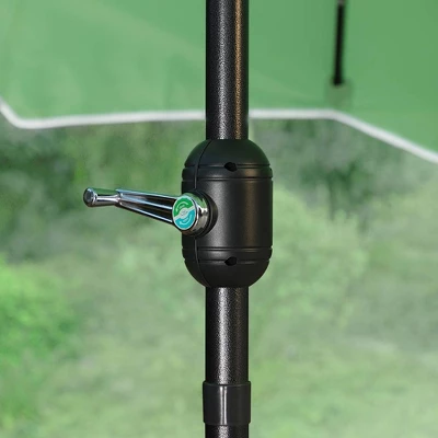 Captiva Designs 9ft Fringed Elegant Valance Crank Tilt With Lit Patio Market Umbrella Green 6 Captiva Designs 9ft Fringed Elegant Valance Crank Tilt With Lit Patio Market Umbrella Green - Image 4