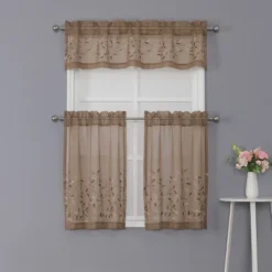 Kate Aurora Shabby Sheer Embroidered Complete 3 Piece Floral Rod Pocket Cafe Kitchen Curtain Tier & Valance Set -Home Improvement Store GUEST 910358bd 4c9a 4c9a b715 21de0f410e94