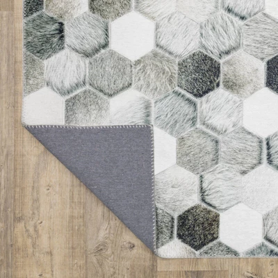 Marcel Geometric Block Animal Print Area Rug White/Gray - Captiv8e Designs 7 Marcel Geometric Block Animal Print Area Rug White/Gray - Captiv8e Designs - Image 5
