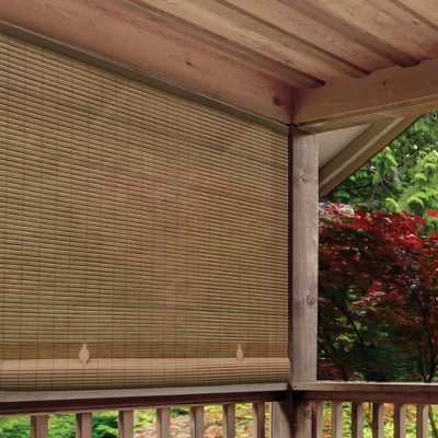 96" X 72" Outdoor Oval Vinyl Cord-Free PVC Rollup Blinds Woodgrain - Radiance 6 96" X 72" Outdoor Oval Vinyl Cord-Free PVC Rollup Blinds Woodgrain - Radiance - Image 4