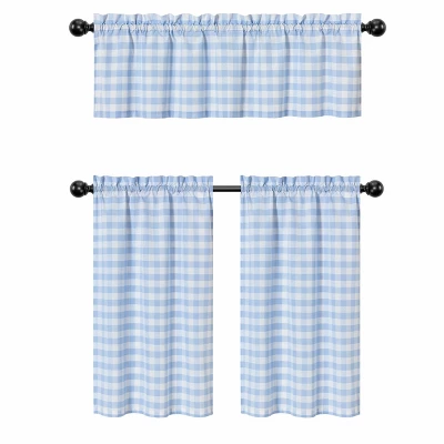 Kate Aurora Living Country Farmhouse Blue Plaid Gingham 3 Pc Kitchen Curtain Tier & Valance Set - 56 In. W X 36 In. L 3 Kate Aurora Living Country Farmhouse Blue Plaid Gingham 3 Pc Kitchen Curtain Tier & Valance Set - 56 In. W X 36 In. L