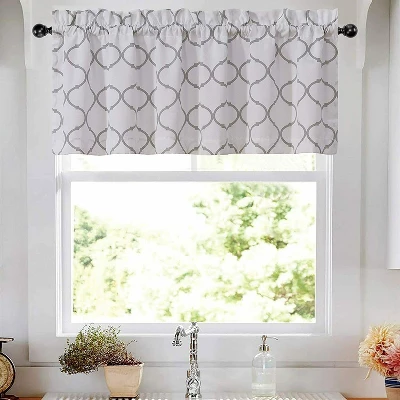 Kate Aurora Shabby Chic White & Gray Trellis Clover Rod Pocket Window Valance - 56 In. W X 15 In. L, White/Gray 3 Kate Aurora Shabby Chic White & Gray Trellis Clover Rod Pocket Window Valance - 56 In. W X 15 In. L, White/Gray
