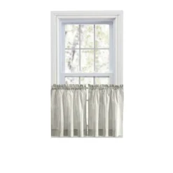 Ellis Curtain Plaza Classic Ticking Stripe Printed On Natural Ground 1.5" Rod Pocket Tailored Tiers Sage -Home Improvement Store GUEST 9ae1c7e4 902c 4981 8880 d9b7cf9e5bf8
