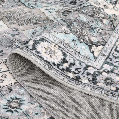 Garvee 3x5'Small Rugs Abstract Rug Non-Slip Front Door Rugs,Washable Rug Distressed Mat Throw Floor Carpet,Graygreen 4 Garvee 3x5'Small Rugs Abstract Rug Non-Slip Front Door Rugs,Washable Rug Distressed Mat Throw Floor Carpet,Graygreen - Image 2