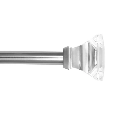 Decorative Drapery Curtain Rod With Acrylic Square Finials Brushed Nickel - Lumi Home Furnishings 7 Decorative Drapery Curtain Rod With Acrylic Square Finials Brushed Nickel - Lumi Home Furnishings - Image 5