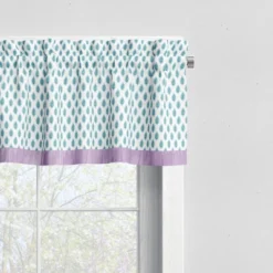 Bacati - Isabella Leaves Aqua/Lilac/Purple Window Valance