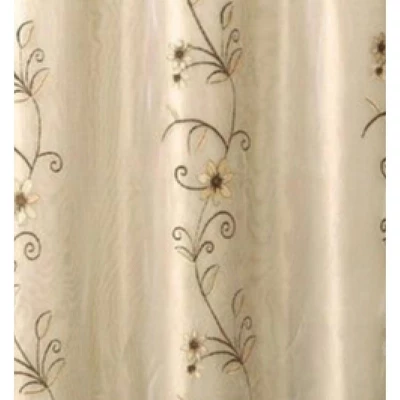 GoodGram Daphne Embroidered Kitchen Curtain Set - 56 In. W X 36 In. L, Beige/Gold 4 GoodGram Daphne Embroidered Kitchen Curtain Set - 56 In. W X 36 In. L, Beige/Gold - Image 2
