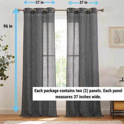 HLC.ME Emily Faux Linen Semi Sheer Light Filtering Grommet Lightweight Window Curtains Drapery Panels, Set Of 2 13 HLC.ME Emily Faux Linen Semi Sheer Light Filtering Grommet Lightweight Window Curtains Drapery Panels, Set Of 2 - Image 11