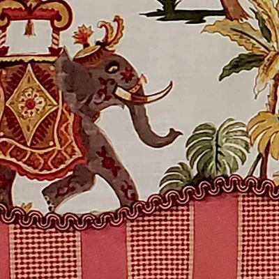 RLF Home Madhubala Glory Pattern "B" Elephant On Sides Window Treatment Valance 3" Rod Pocket 50" X 16" Spice Red 4 RLF Home Madhubala Glory Pattern "B" Elephant On Sides Window Treatment Valance 3" Rod Pocket 50" X 16" Spice Red - Image 2