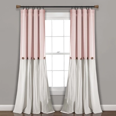 Home Boutique Linen Button Window Curtain Panel Single Blush/White 40X108 3 Home Boutique Linen Button Window Curtain Panel Single Blush/White 40X108