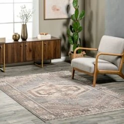 Nuloom Zelie Vintage 4x6 Indoor Area Rug For Living Room Bedroom Dining Room Kitchen, Blue/Ivory