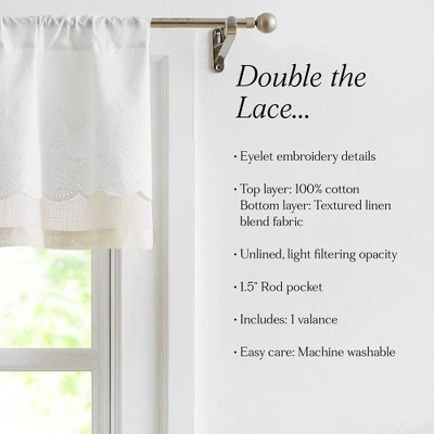 52"x18" Lush Decor Brigitte Embroidery Eyelet Scalloped Edge Valance Neutral Single 3 52"x18" Lush Decor Brigitte Embroidery Eyelet Scalloped Edge Valance Neutral Single