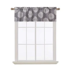 Medallion Print Linen Blend Small Kitchen Tier Curtains And Valance Curtains