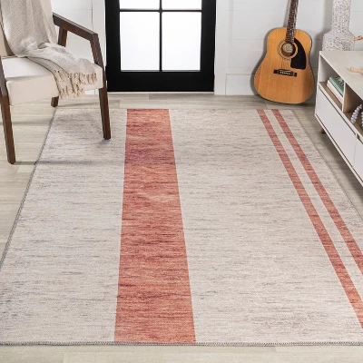 Raita Modern Distressed Stripe Machine-Washable Area Rug - JONATHAN Y 7 Raita Modern Distressed Stripe Machine-Washable Area Rug - JONATHAN Y - Image 5
