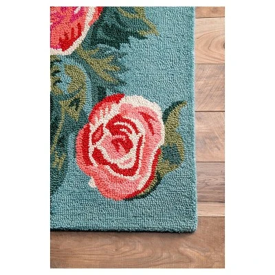Hand Hooked Rose Bouquet Area Rug - NuLOOM 5 Hand Hooked Rose Bouquet Area Rug - NuLOOM - Image 3