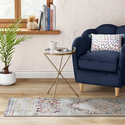 2'4"x7' Runner Distressed Geo Persian Style Rug Blush - Opalhouse™ 4 2'4"x7' Runner Distressed Geo Persian Style Rug Blush - Opalhouse™ - Image 2