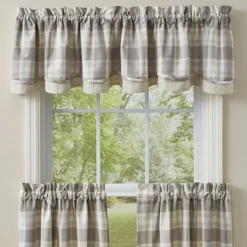 Park Designs Weathered Oak Lined Layered Valance -72'' - Off-White