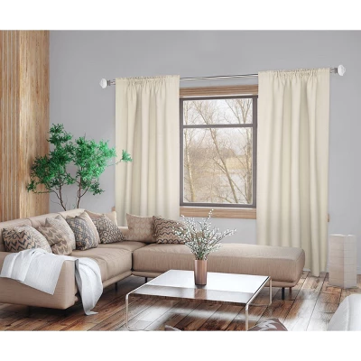 Decorative Drapery Curtain Rod With Crystal Square Finials Brushed Nickel - Lumi Home Furnishings 4 Decorative Drapery Curtain Rod With Crystal Square Finials Brushed Nickel - Lumi Home Furnishings - Image 2