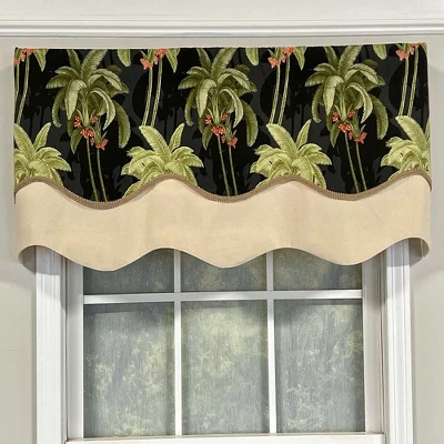 RLF Home Shadow Gimp Trim Detail Printed Palm Glory High Quality Valance 3" Rod Pocket 50" X 16" Ebony Black 3 RLF Home Shadow Gimp Trim Detail Printed Palm Glory High Quality Valance 3" Rod Pocket 50" X 16" Ebony Black