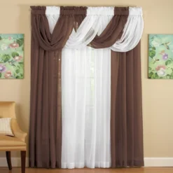 Collections Etc Scoop Two-Piece Rod Pocket Solid-Colored Sheer Valances For Windows, Decorative Accent And Added Privacy For Any Room In -Home Improvement Store GUEST ae2178ea 10b4 4bd2 86e5 4d65c2cfd4d3