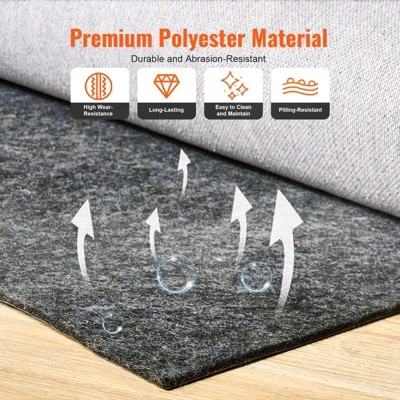 VEVOR - Slip-Resistant Rug Pad - Protective Cushioning Carpet Pad - 9' X 12' - 1/4"Thick - Dual Surface - Polyester Felt + Latex - Gray 6 VEVOR - Slip-Resistant Rug Pad - Protective Cushioning Carpet Pad - 9' X 12' - 1/4"Thick - Dual Surface - Polyester Felt + Latex - Gray - Image 4
