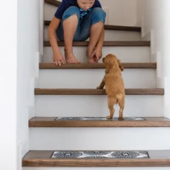 World Rug Gallery Modern Floral Circles Non-Slip Stair Treads -Home Improvement Store GUEST afa85d5c d0d5 47b5 8892 496641ee0b5f