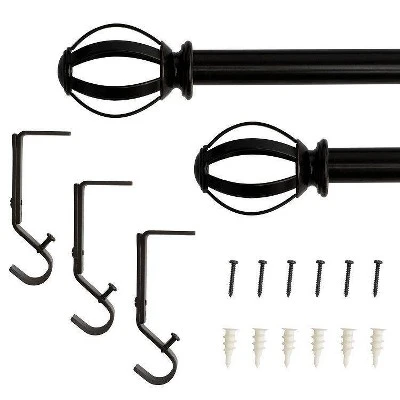 28"-48" Decorative Drapery Single Rod Set With Cage Ball Finials Oil Rubbed Bronze - Lumi Home Furnishings: Adjustable Bronze Curtain Rod 6 28"-48" Decorative Drapery Single Rod Set With Cage Ball Finials Oil Rubbed Bronze - Lumi Home Furnishings: Adjustable Bronze Curtain Rod - Image 4