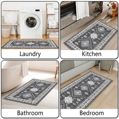 FURNIinspire Floor Mats 3 Piece Farmhouse Kitchen Rug Washable Area Rugs Non Skid Bohemian Mat For Hallway Entryway, Grey, 60"*20" 5 FURNIinspire Floor Mats 3 Piece Farmhouse Kitchen Rug Washable Area Rugs Non Skid Bohemian Mat For Hallway Entryway, Grey, 60"*20" - Image 3