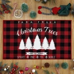 Trinity Plaid White Christmas Tree Non-Slip Decorative Doormat, 17" X 29" -Home Improvement Store GUEST b40ab121 51e7 4028 bec5 72f7e98767de