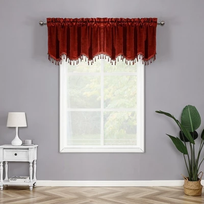 Kate Aurora Royal Living 2 Pack Beaded Tassel Trimmed Rod Pocket Velvet Window Valances 9 Kate Aurora Royal Living 2 Pack Beaded Tassel Trimmed Rod Pocket Velvet Window Valances - Image 7