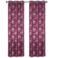 Floral Metallic Blackout Grommet Curtain Panels (Set Of 2)