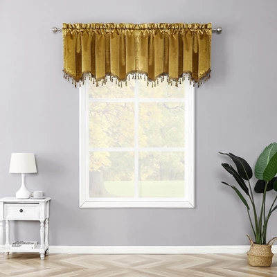 Kate Aurora Royal Living 2 Pack Beaded Tassel Trimmed Rod Pocket Velvet Window Valances 5 Kate Aurora Royal Living 2 Pack Beaded Tassel Trimmed Rod Pocket Velvet Window Valances - Image 3
