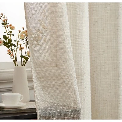 HLC.ME Emily Faux Linen Semi Sheer Light Filtering Grommet Lightweight Window Curtains Drapery Panels, Set Of 2 5 HLC.ME Emily Faux Linen Semi Sheer Light Filtering Grommet Lightweight Window Curtains Drapery Panels, Set Of 2 - Image 3